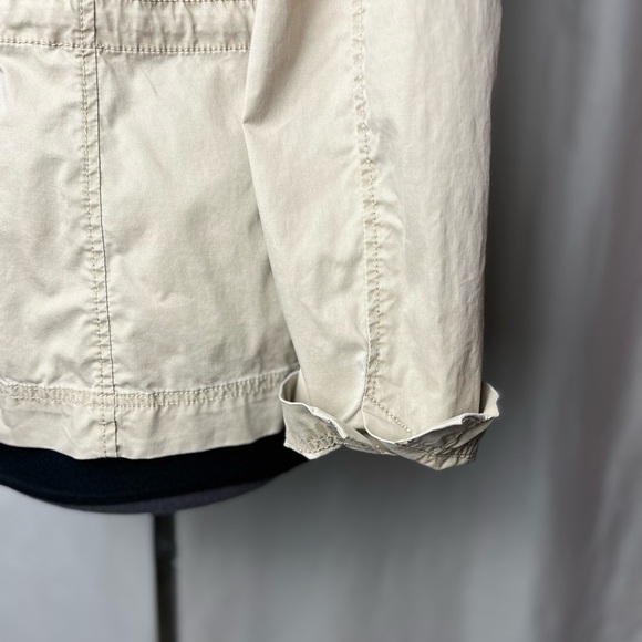 Eileen Fisher | Beige Ruffle Collar Utility Jacket, Large Petite - Picture 8 of 12